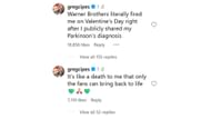 A screenshot of Greg Cipes' comments from the post (Image via Instagram/@gunnverse)